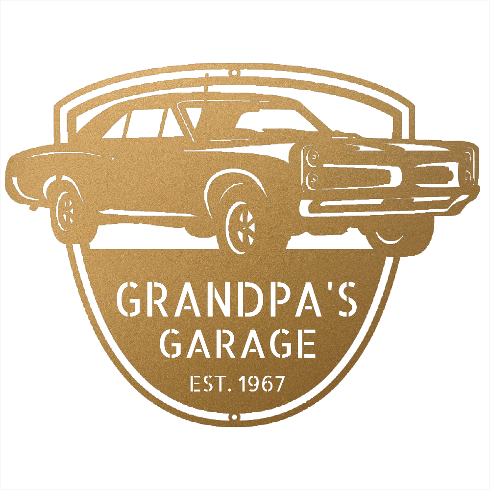 Steel Sign Gold / 12 Custom 1967 Pontiac GTO Metal Garage Sign