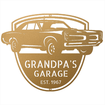Steel Sign Gold / 12 Custom 1967 Pontiac GTO Metal Garage Sign