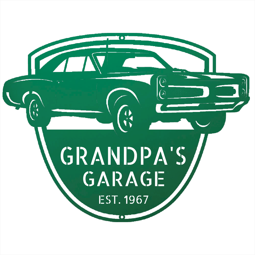 Steel Sign Green / 12 Custom 1967 Pontiac GTO Metal Garage Sign
