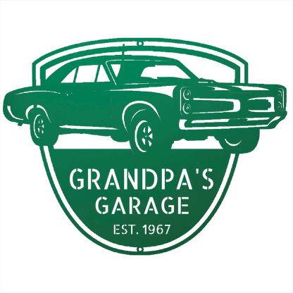 Steel Sign Green / 12 Custom 1967 Pontiac GTO Metal Garage Sign