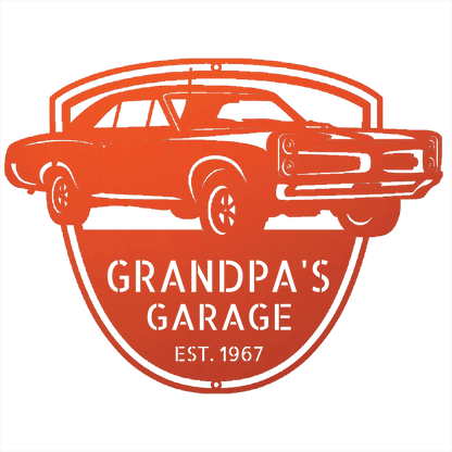 Steel Sign Orange / 12 Custom 1967 Pontiac GTO Metal Garage Sign