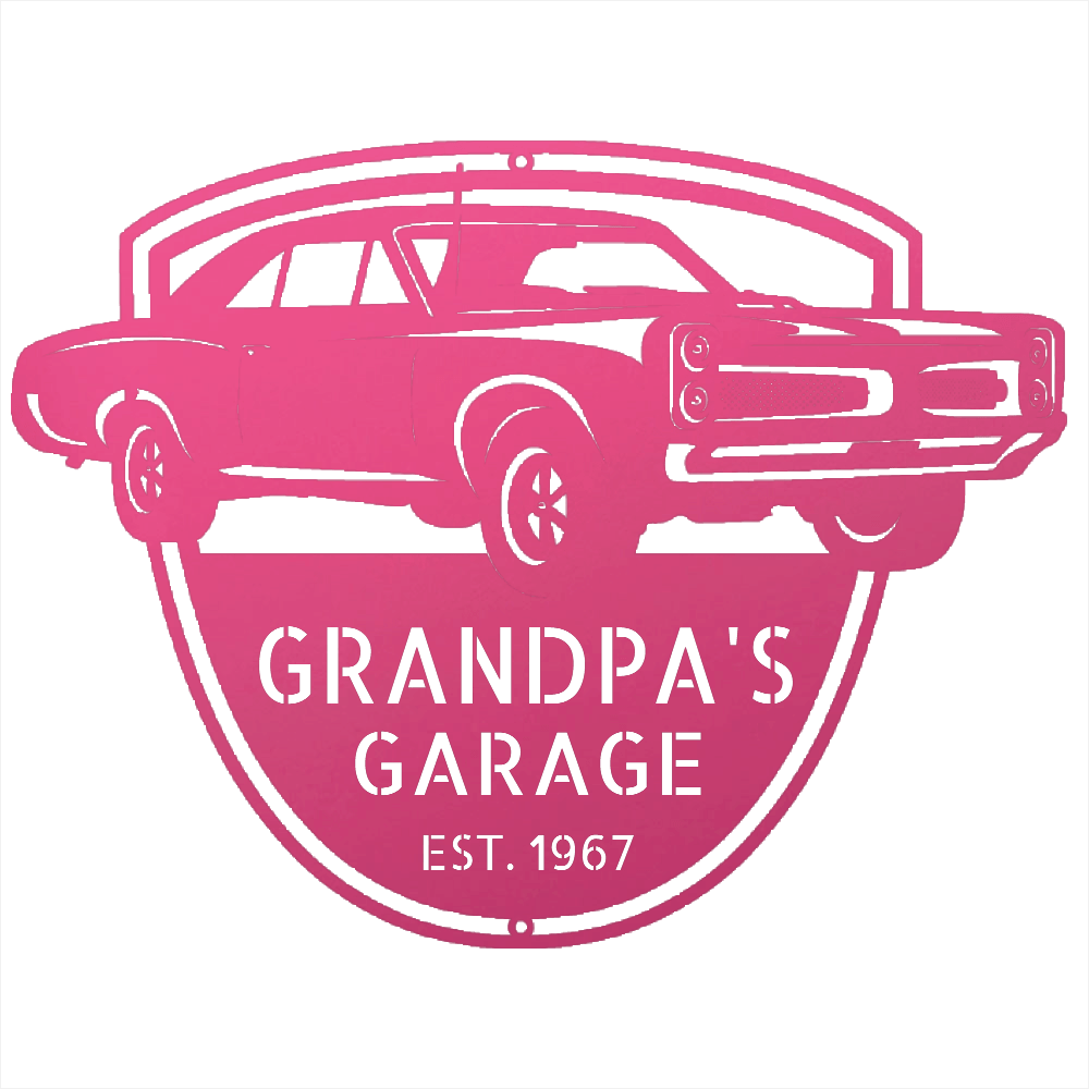 Steel Sign Pink / 12 Custom 1967 Pontiac GTO Metal Garage Sign