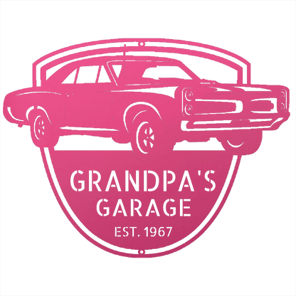 Steel Sign Pink / 12 Custom 1967 Pontiac GTO Metal Garage Sign