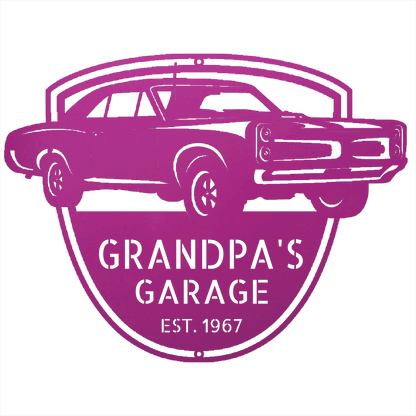 Steel Sign Purple / 12 Custom 1967 Pontiac GTO Metal Garage Sign