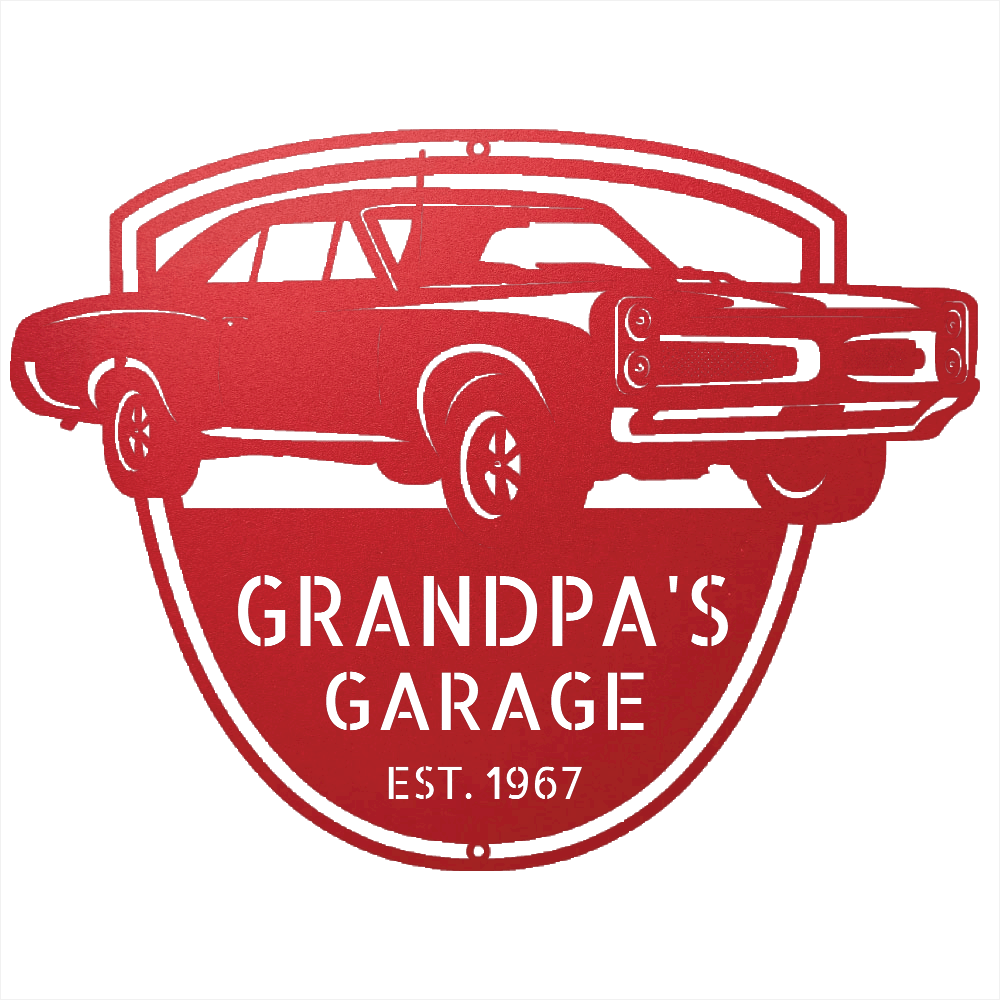 Steel Sign Red / 12 Custom 1967 Pontiac GTO Metal Garage Sign