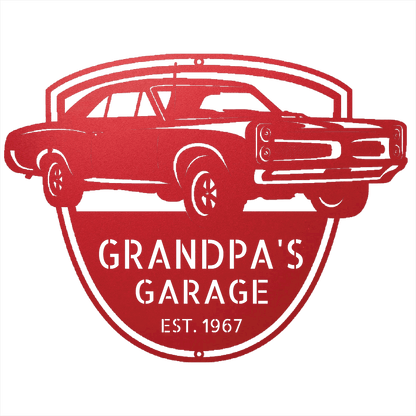 Steel Sign Red / 12 Custom 1967 Pontiac GTO Metal Garage Sign
