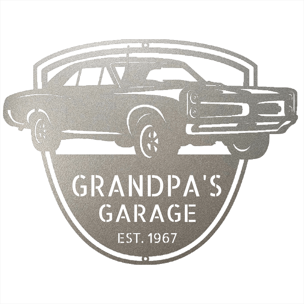 Steel Sign Silver / 12 Custom 1967 Pontiac GTO Metal Garage Sign