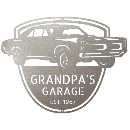 Steel Sign Silver / 12 Custom 1967 Pontiac GTO Metal Garage Sign