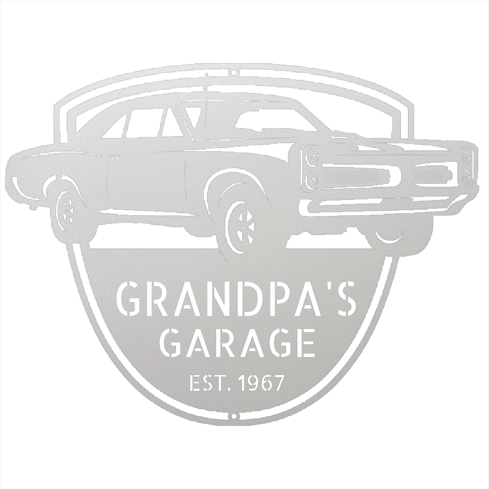 Steel Sign White / 12 Custom 1967 Pontiac GTO Metal Garage Sign