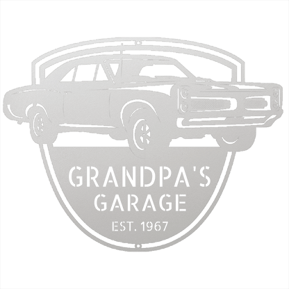 Steel Sign White / 12 Custom 1967 Pontiac GTO Metal Garage Sign