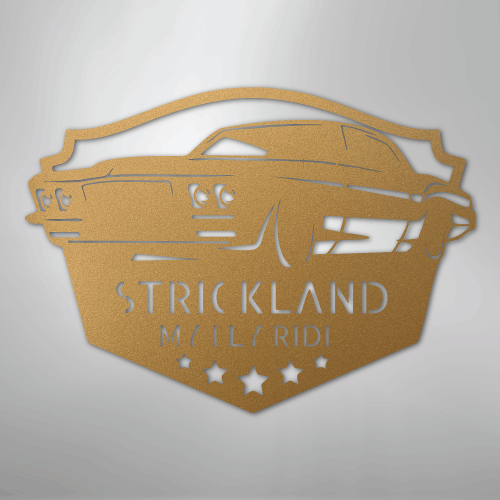 Steel Sign Gold / 12" Custom Classic Car Steel Sign: Personalized Garage Wall Decor