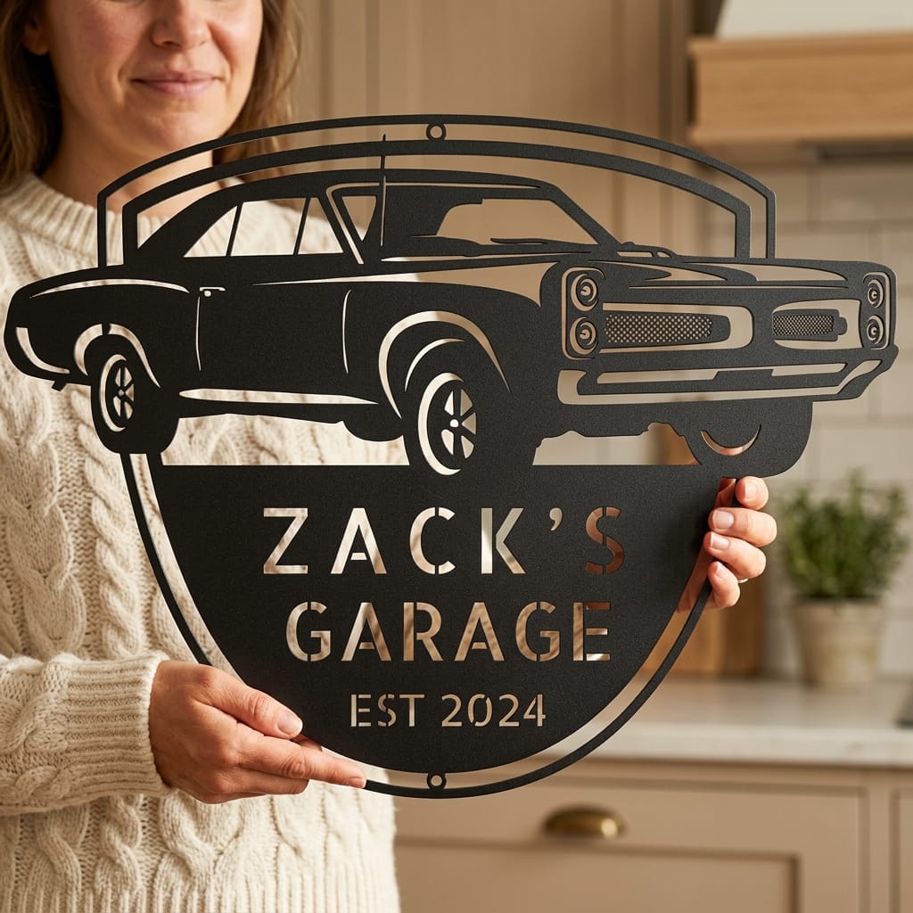 Steel Sign Black / 12 Custom Garage Metal Sign Personalized 1967 Pontiac GTO