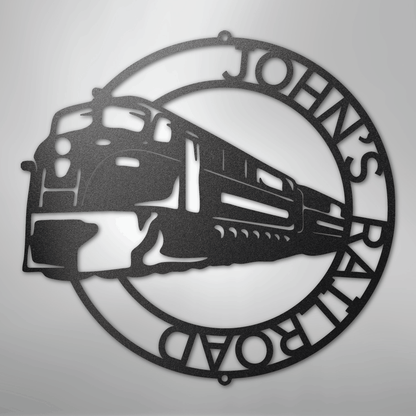 Steel Sign Black / 12" Custom Monogram Train Modern Sign: Laser Cut Metal Wall Art