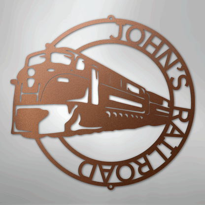 Steel Sign Copper / 12" Custom Monogram Train Modern Sign: Laser Cut Metal Wall Art