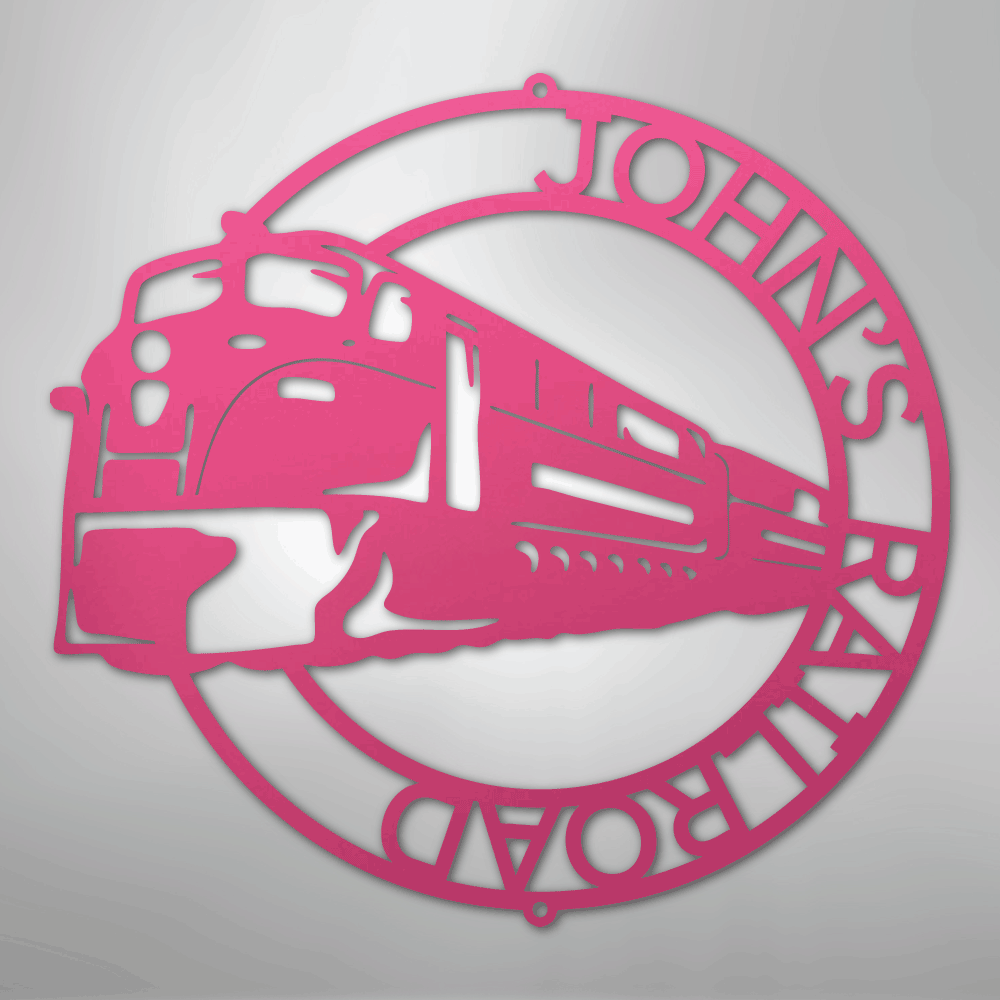 Steel Sign Pink / 24" Custom Monogram Train Modern Sign: Laser Cut Metal Wall Art