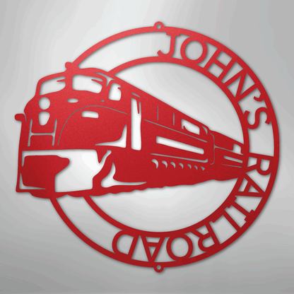 Steel Sign Red / 24" Custom Monogram Train Modern Sign: Laser Cut Metal Wall Art