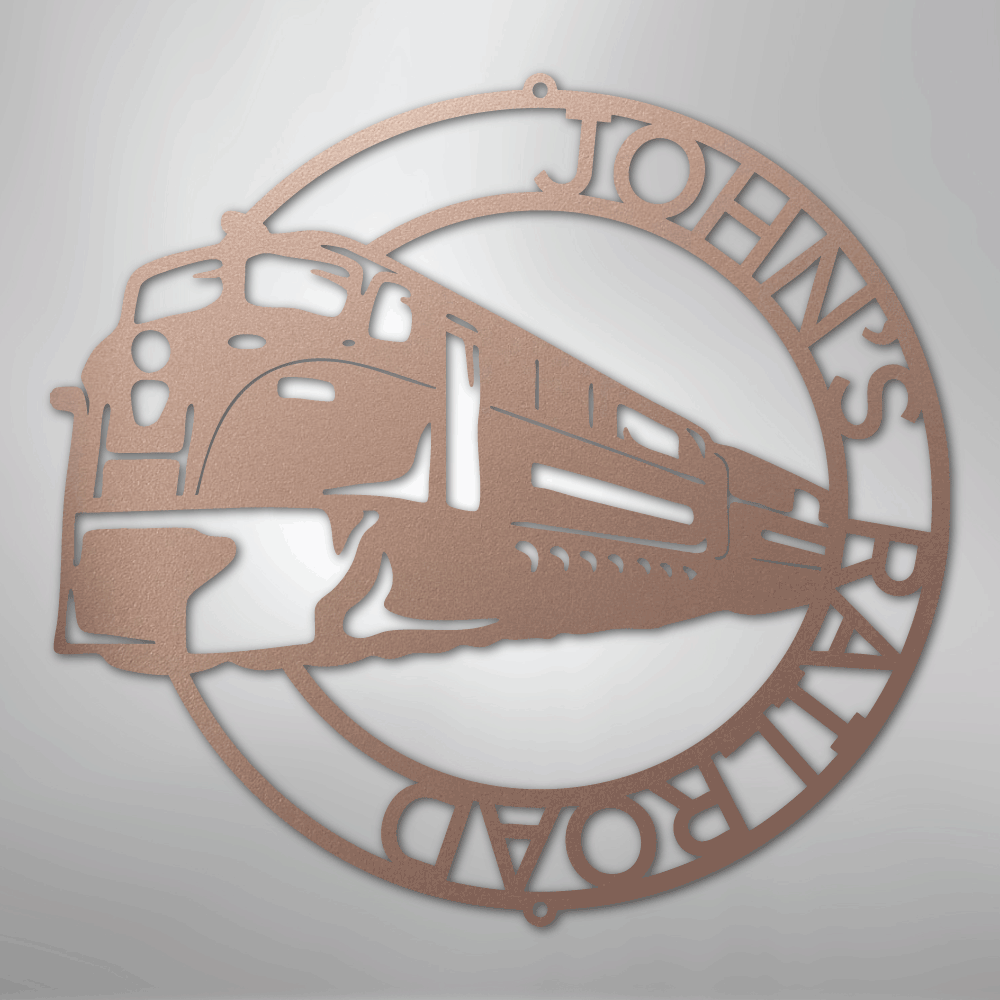 Steel Sign Rose / 24" Custom Monogram Train Modern Sign: Laser Cut Metal Wall Art