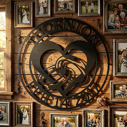 Steel Sign Custom Wedding Ring Heart Steel Sign – Personalized Monogram Anniversary Gift