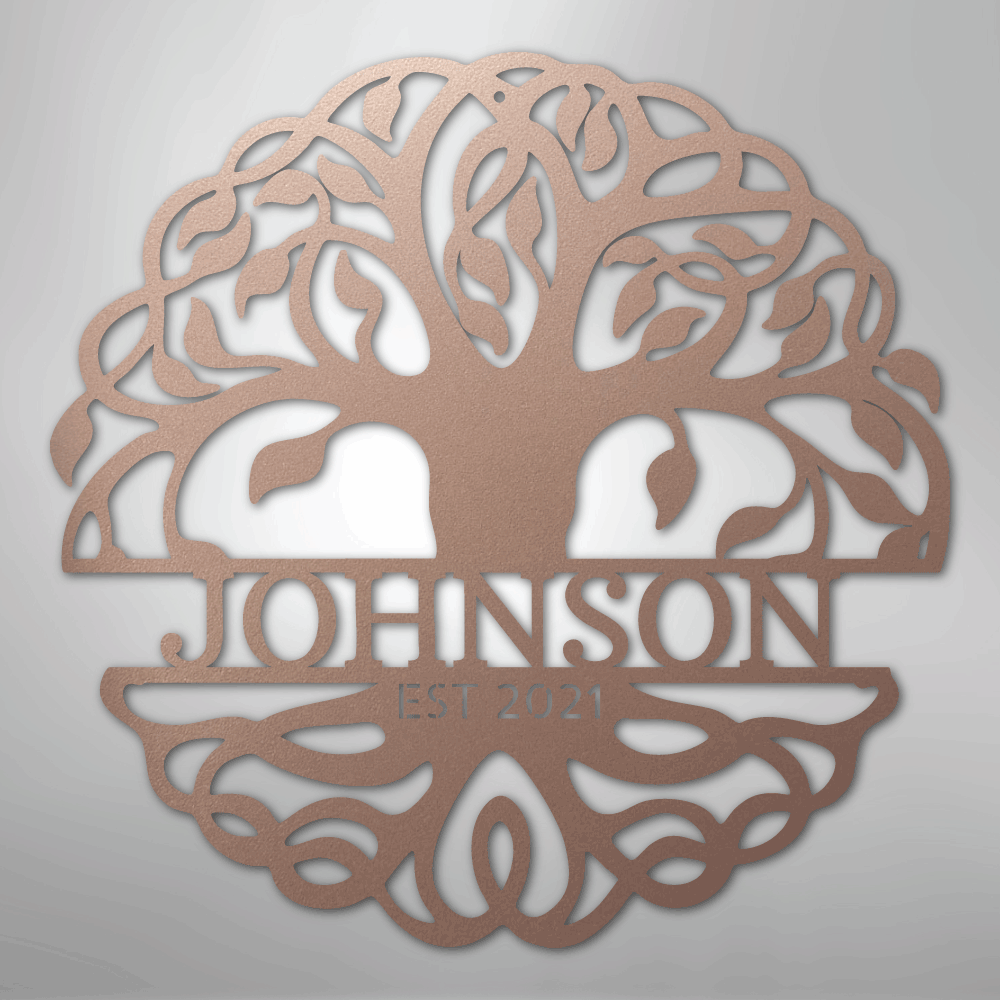 Steel Sign Rose / 24" Fancy Tree of Life Monogram - Steel Sign