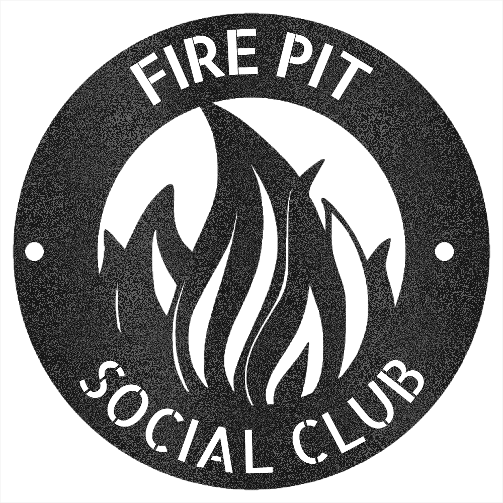 Steel Sign Black / 12 Fire Pit Metal Wall Art Sign – Flame Steel Decor for Backyard, Patio, Garage or Cabin