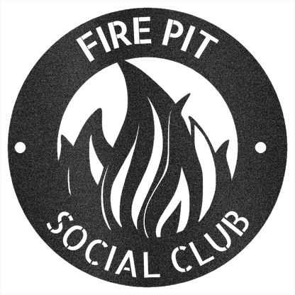 Steel Sign Black / 12 Fire Pit Metal Wall Art Sign – Flame Steel Decor for Backyard, Patio, Garage or Cabin