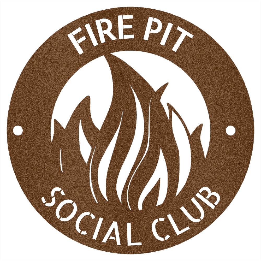 Steel Sign Copper / 12 Fire Pit Metal Wall Art Sign – Flame Steel Decor for Backyard, Patio, Garage or Cabin