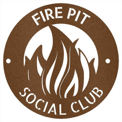 Steel Sign Copper / 12 Fire Pit Metal Wall Art Sign – Flame Steel Decor for Backyard, Patio, Garage or Cabin