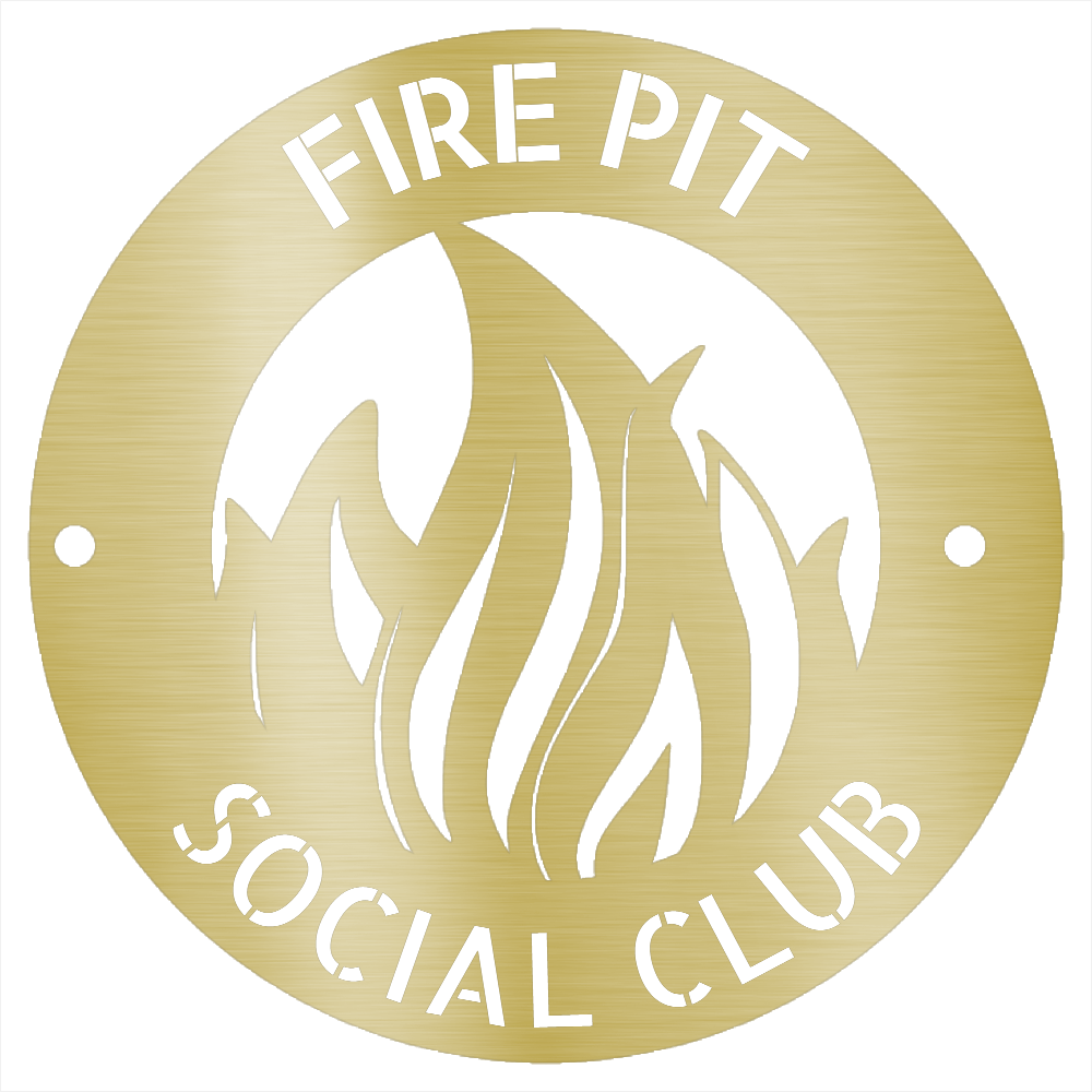 Steel Sign Gold / 12 Fire Pit Metal Wall Art Sign – Flame Steel Decor for Backyard, Patio, Garage or Cabin