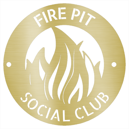 Steel Sign Gold / 12 Fire Pit Metal Wall Art Sign – Flame Steel Decor for Backyard, Patio, Garage or Cabin