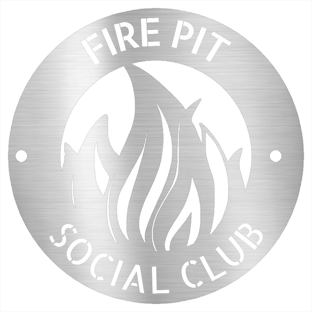 Steel Sign Silver / 12 Fire Pit Metal Wall Art Sign – Flame Steel Decor for Backyard, Patio, Garage or Cabin