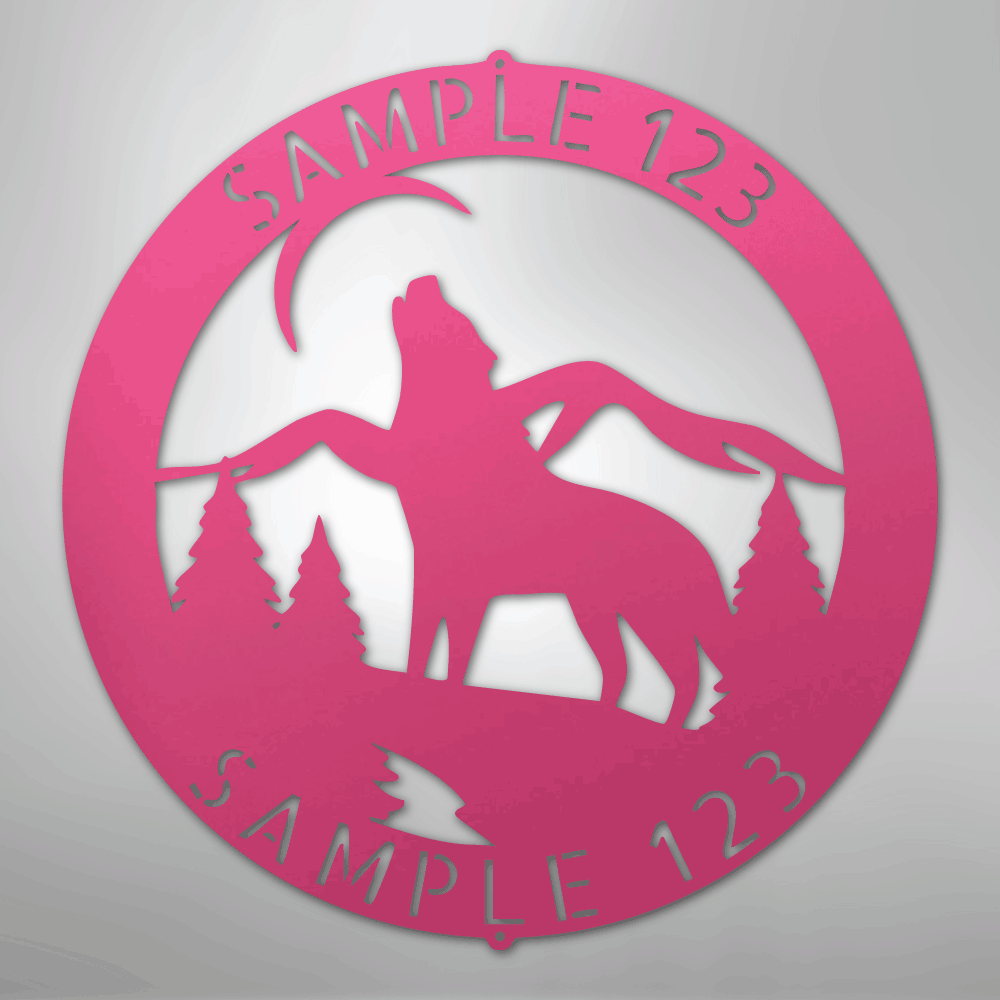 Steel Sign Pink / 24" Howling Wolf Monogram - Steel Sign