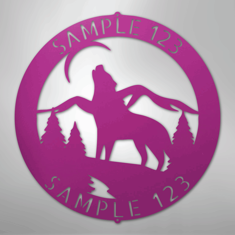 Steel Sign Purple / 24" Howling Wolf Monogram - Steel Sign