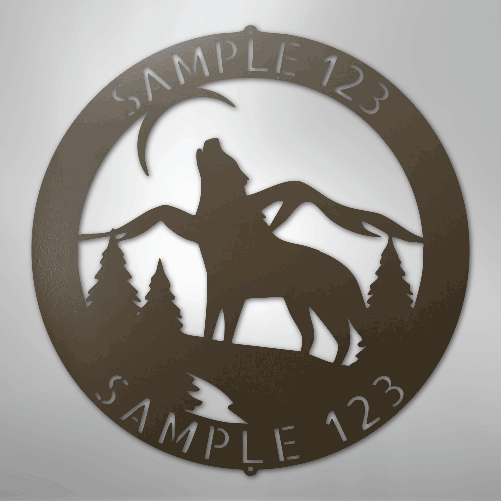 Steel Sign Stone / 24" Howling Wolf Monogram - Steel Sign