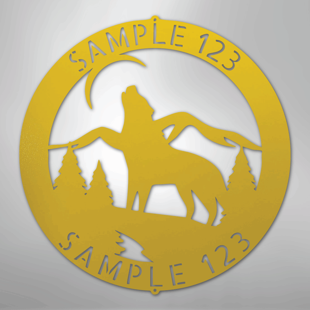 Steel Sign Yellow / 24" Howling Wolf Monogram - Steel Sign