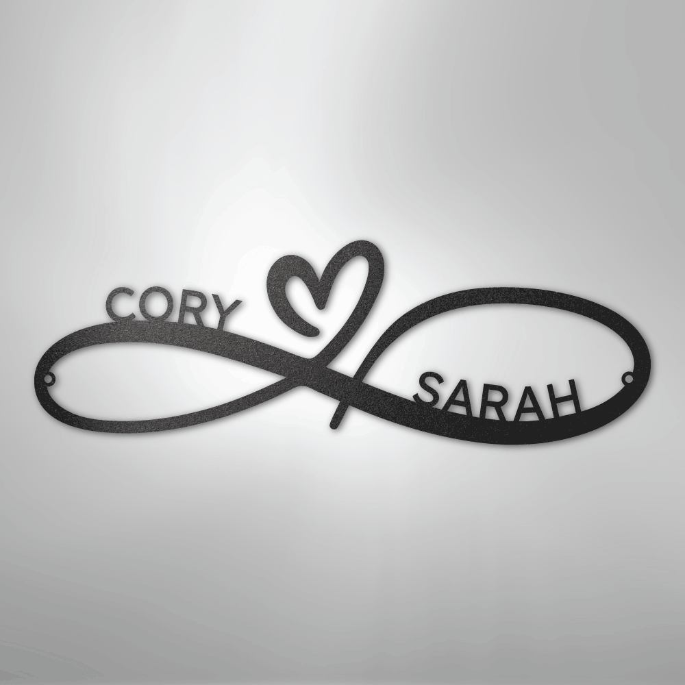Steel Sign Black / 12" Infinity Couples Monogram - Steel Sign