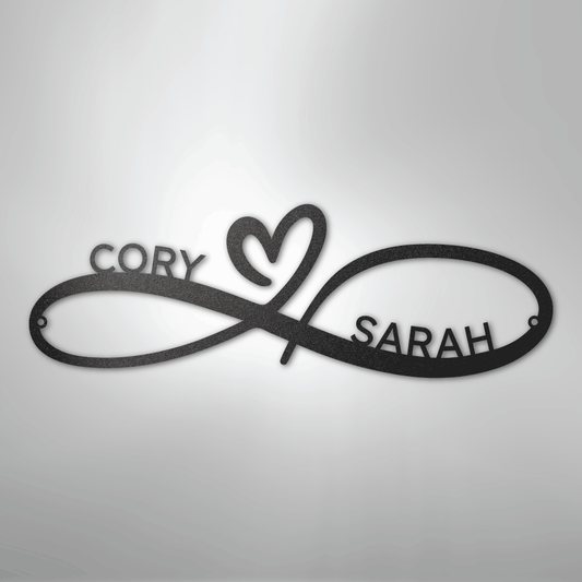 Steel Sign Black / 12" Infinity Couples Monogram - Steel Sign