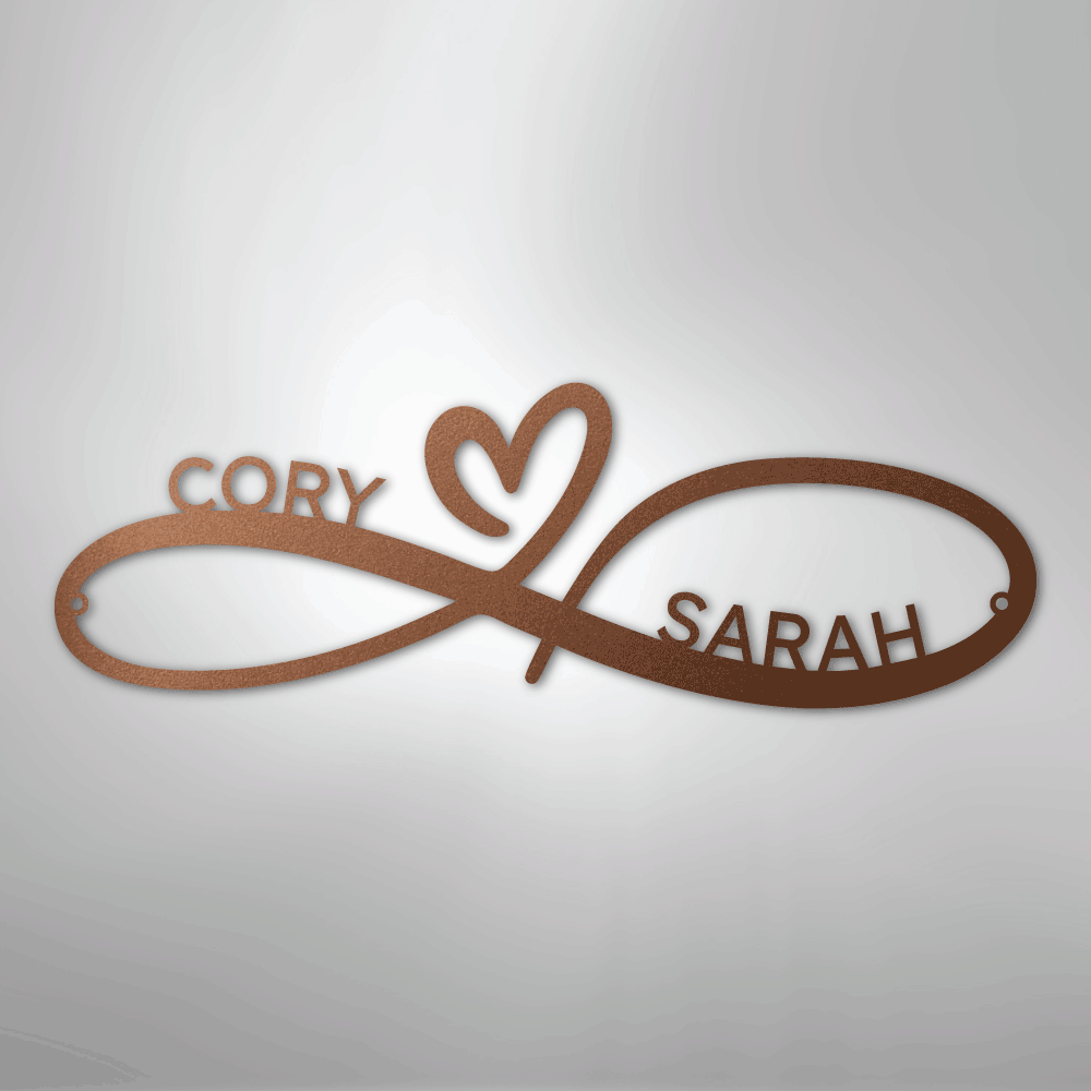 Steel Sign Copper / 12" Infinity Couples Monogram - Steel Sign