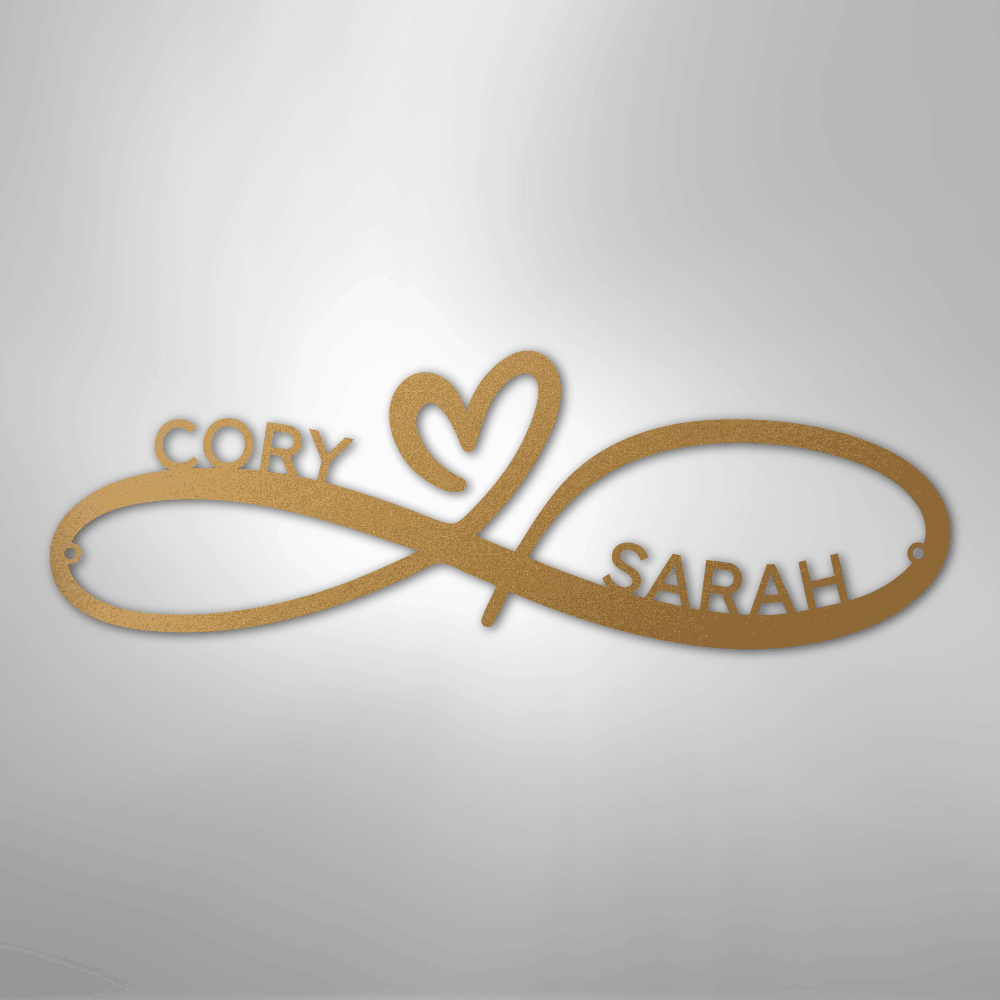 Steel Sign Gold / 12" Infinity Couples Monogram - Steel Sign