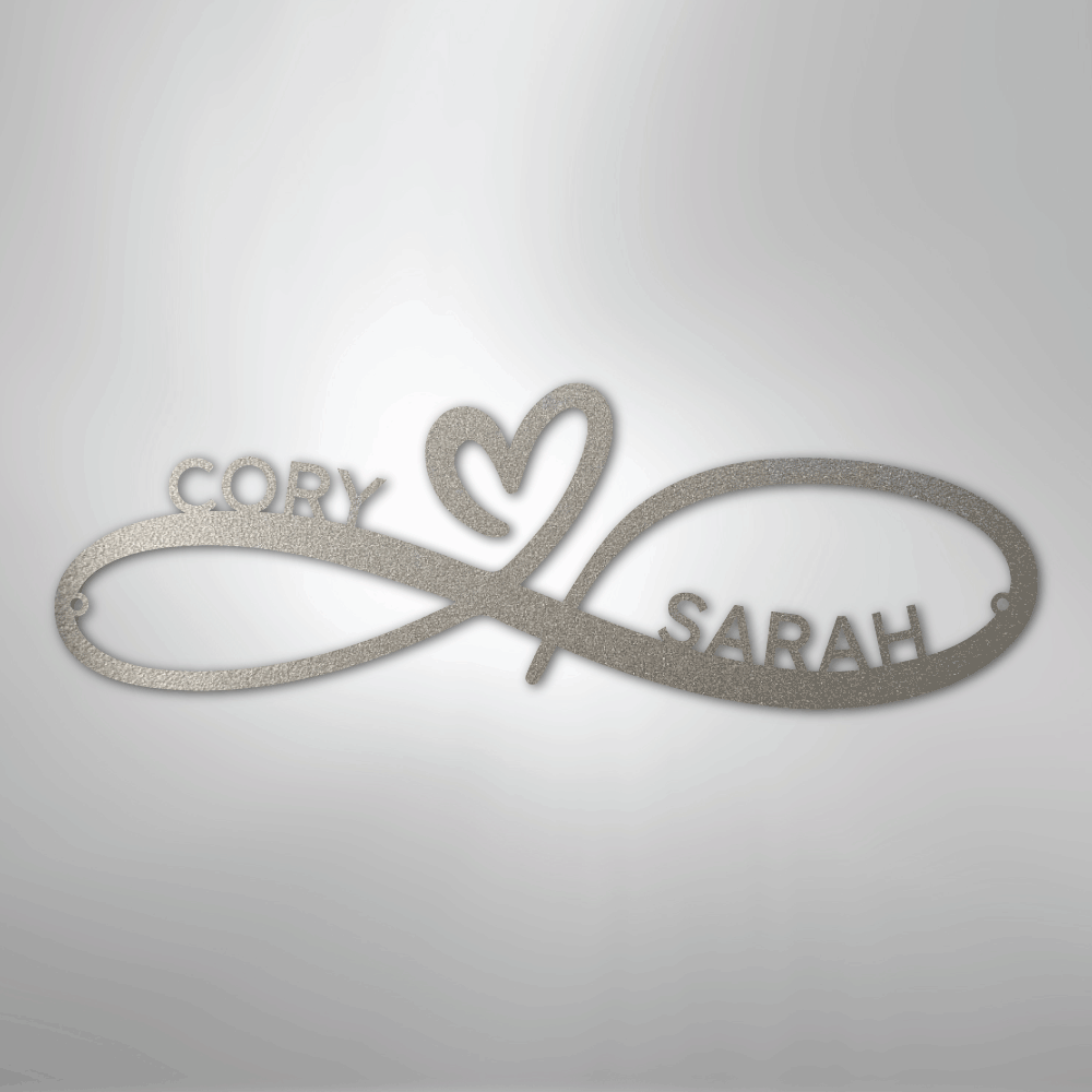 Steel Sign Silver / 12" Infinity Couples Monogram - Steel Sign