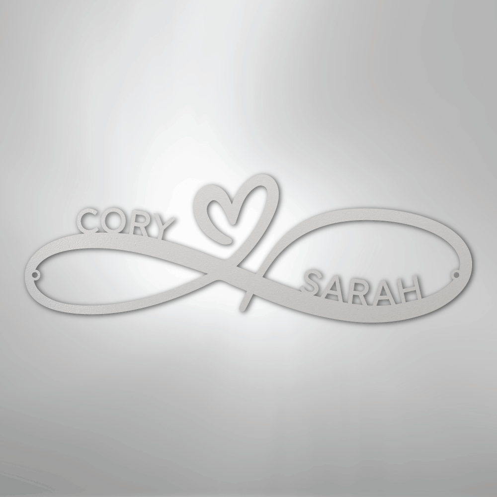 Steel Sign White / 12" Infinity Couples Monogram - Steel Sign