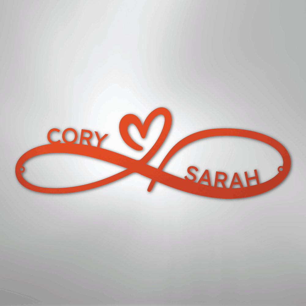 Steel Sign Orange / 24" Infinity Couples Monogram - Steel Sign