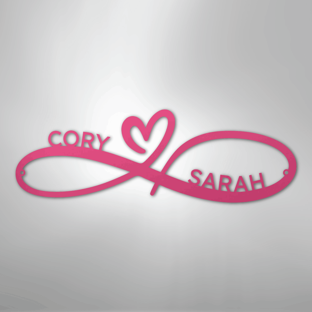 Steel Sign Pink / 24" Infinity Couples Monogram - Steel Sign