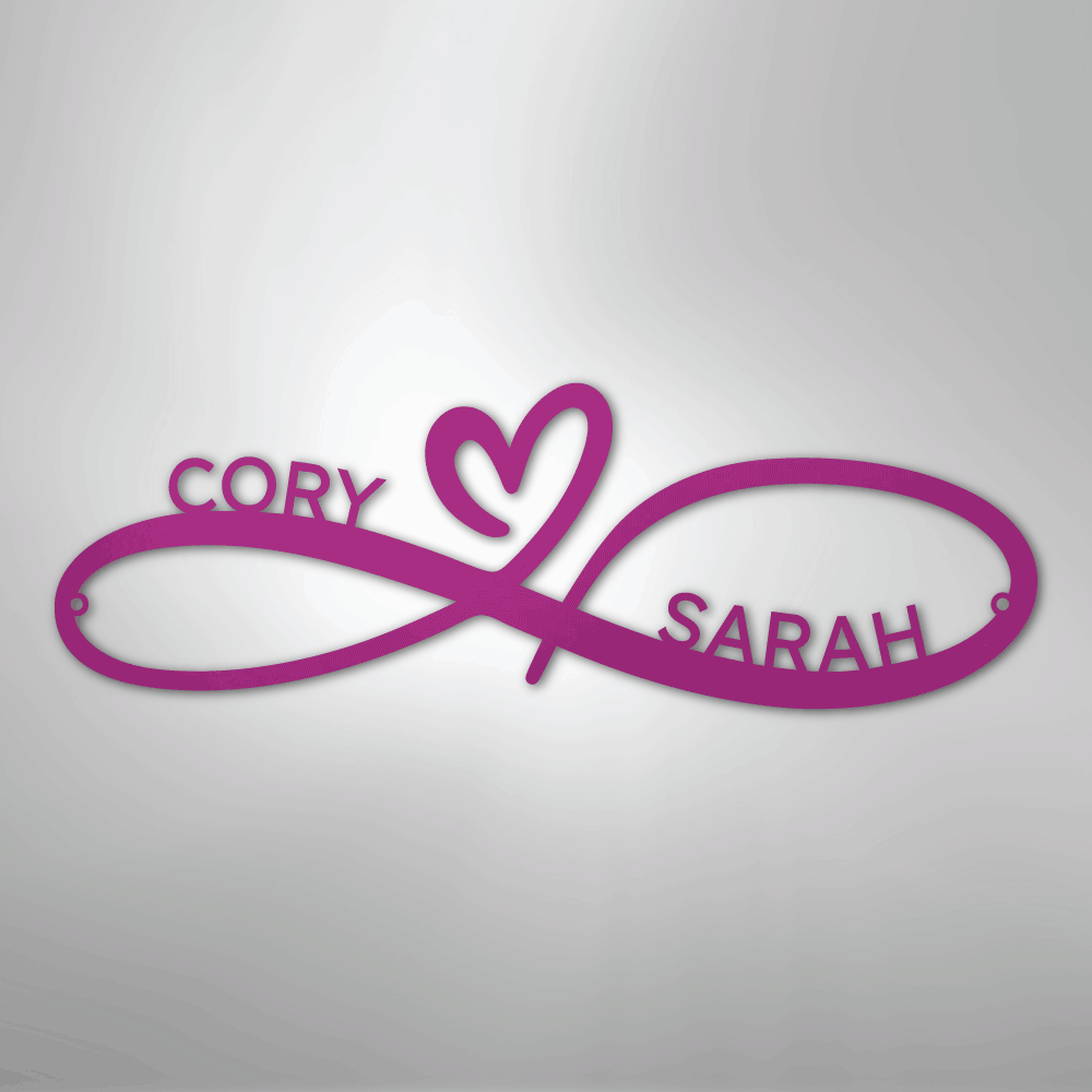 Steel Sign Purple / 24" Infinity Couples Monogram - Steel Sign