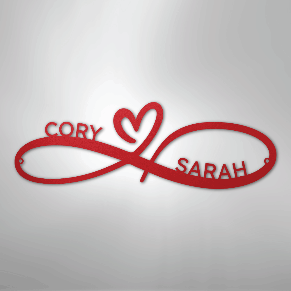 Steel Sign Red / 24" Infinity Couples Monogram - Steel Sign