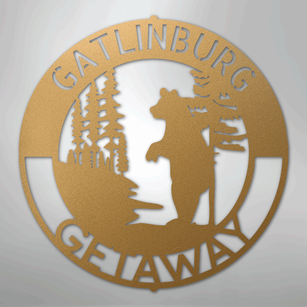 Steel Sign Gold / 12" Lone Bear Monogram - Steel sign