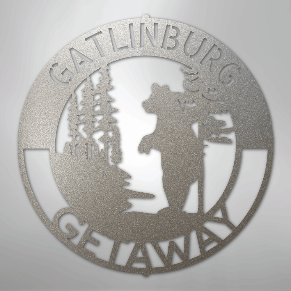 Steel Sign Silver / 12" Lone Bear Monogram - Steel sign