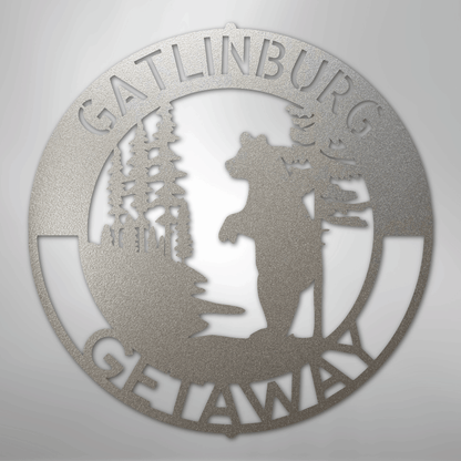 Steel Sign Silver / 12" Lone Bear Monogram - Steel sign