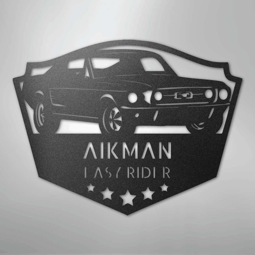 Steel Sign Black / 12" Mustang Fastback Metal Sign – Personalized Classic Car Garage