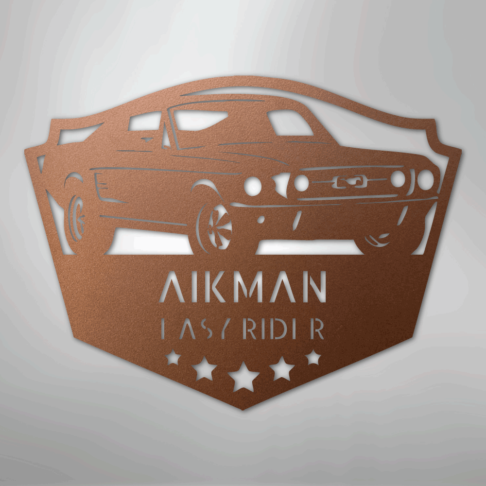 Steel Sign Copper / 12" Mustang Fastback Metal Sign – Personalized Classic Car Garage