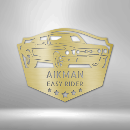 Steel Sign Gold / 12" Mustang Fastback Metal Sign – Personalized Classic Car Garage